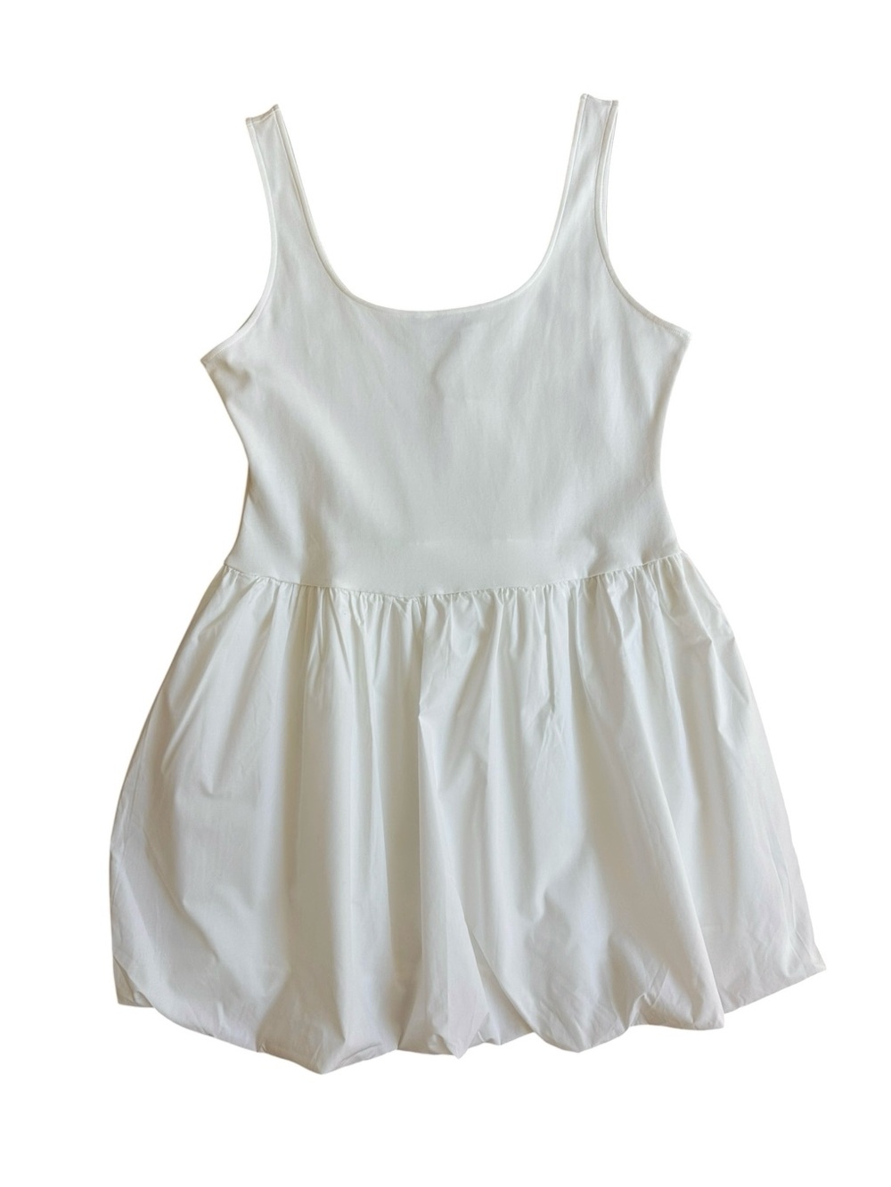 Mango White Bubble Hem Mini Dress
